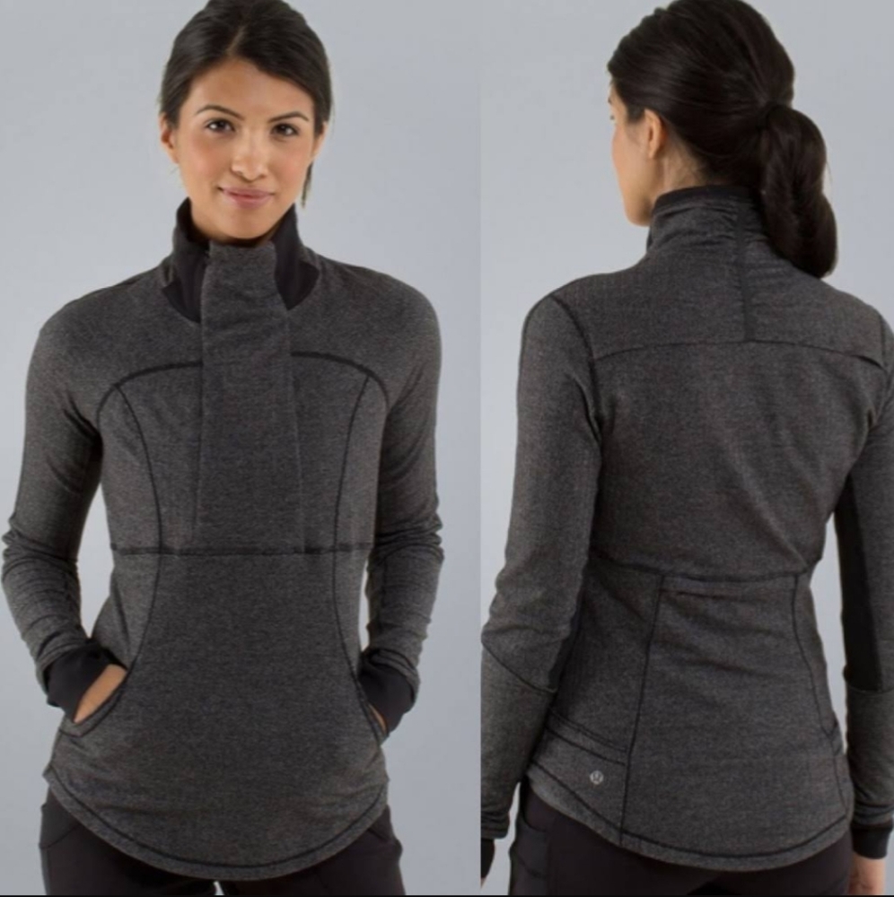 Lululemon Base Runner 1/2 Zip Heathered Herringbone, Size 12